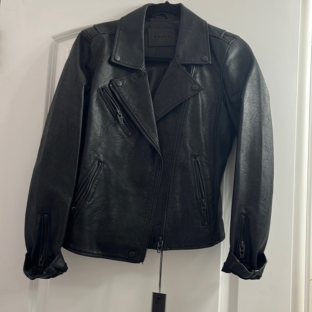 Blank nyc leather black coat size small NWT